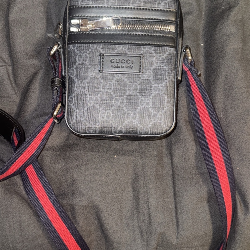 Gucci Black and Red Belt Bag with Signature Design